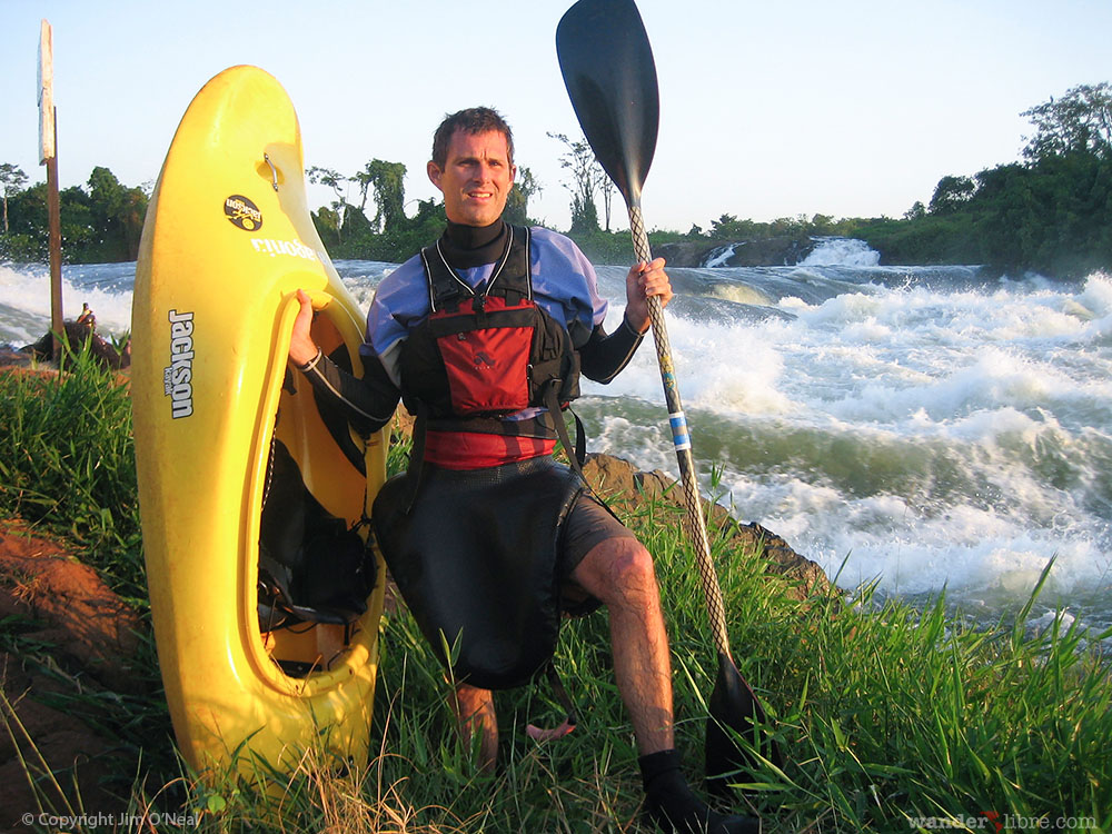 Jim Standing on the Banks of the White Nile River in Uganda After a Morning Spent White Water Kayaking