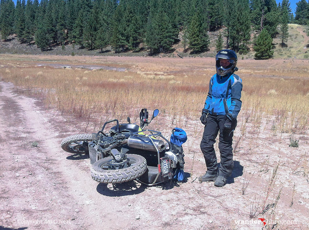 Sheri Takes a Break After Falling Off Her Motorcycle While Practicing New Trail Riding Skills