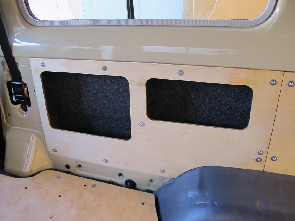 R&D Offroad installing storage compartments inside walls of Land Cruiser Troopy