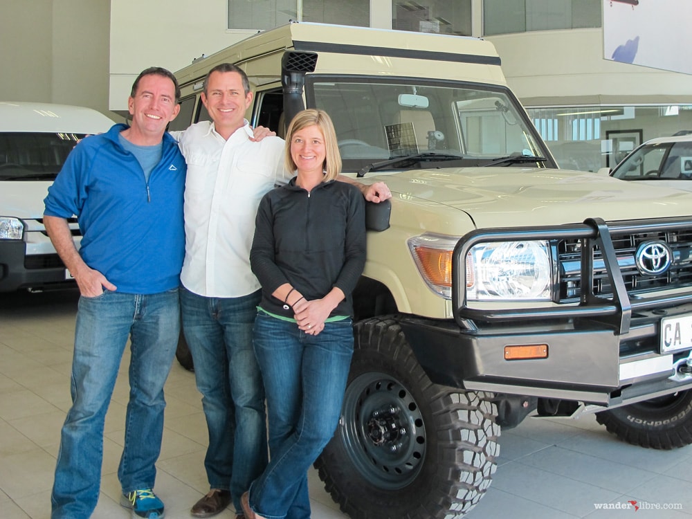 Posing for photos with Paul Marsh at Market Toyota Colemborg in Cape Town South Africa after completion of Land Cruiser Troopy camper conversion