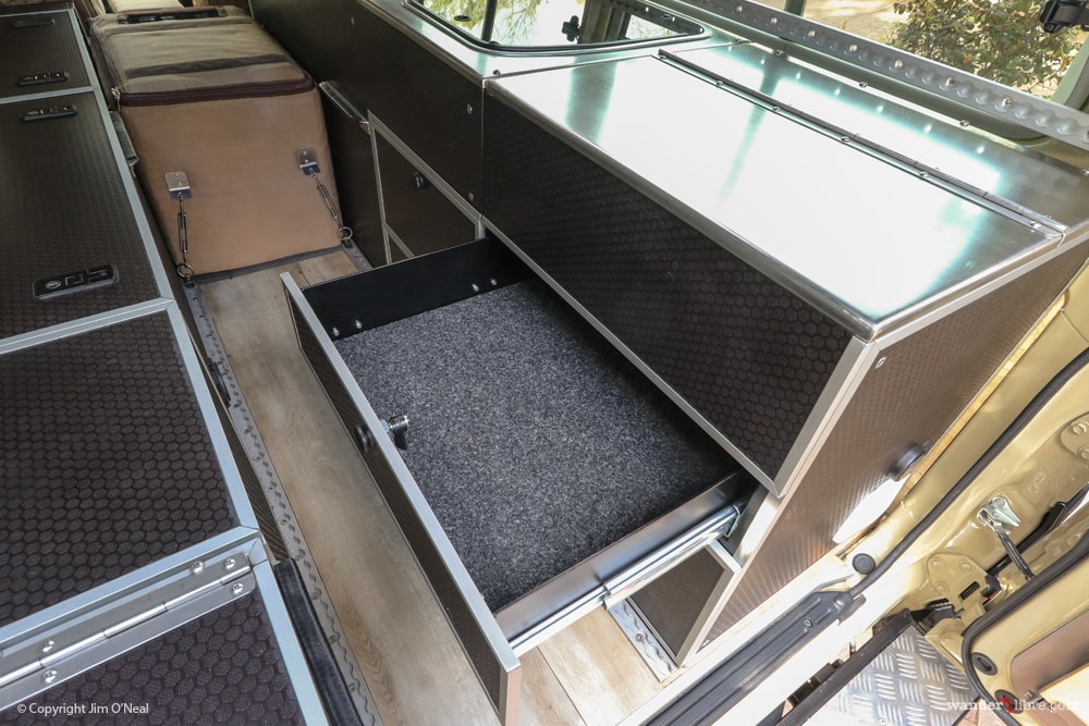 Troopy Conversion Showing Drawer (Under Stove)