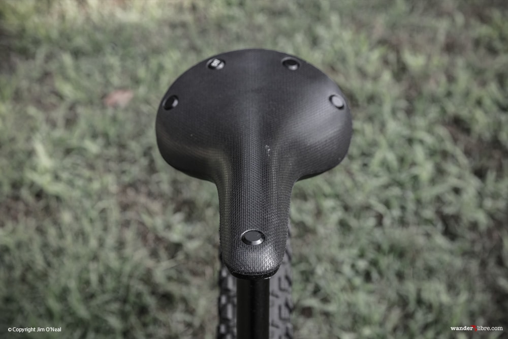 Black Brooks C17 Saddle on Surly ECR (bikepacking saddle)