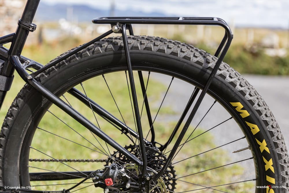 On the Surly ECR, the Tubus Vega Evo Rear Rack Clears 29x3" Maxxis Chronicles Mounted on 40mm WTB Scrapper Rims