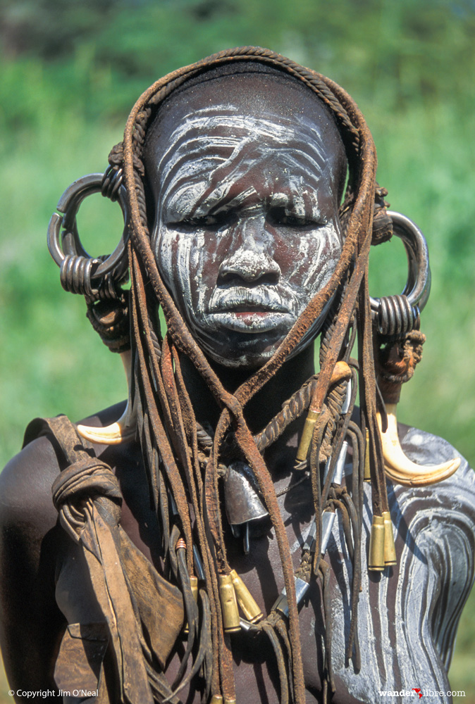 A portrait of a Mursi woman in Ethiopia's Omo Valley.