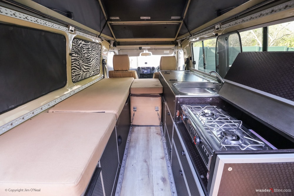 Toyota Land Cruiser Camper Conversion Seating Area, Stove, & Sink