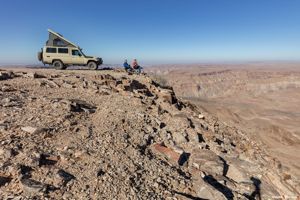 Having breakfast overlooking the Namibia's Fish River Canyon.