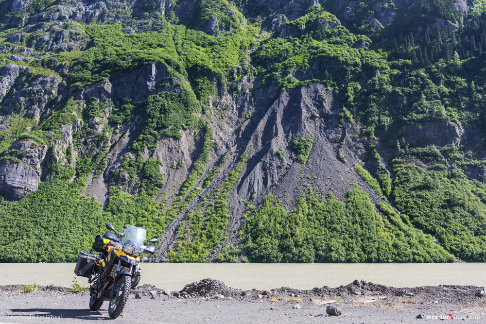 Traveling overland on a BMW F650GS to Stewart, British Columbia, Canada.