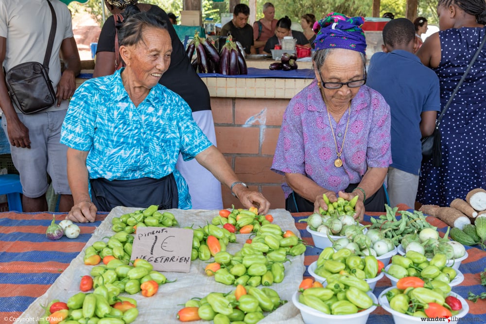 Two Women Vendors at the Cacao Sunday Market in French Guiana