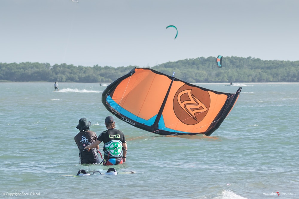 Jim learning to kiteboard at Macapa Beach, Brazil