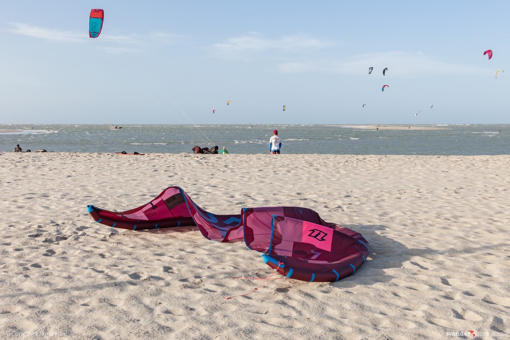 Preparing to Kiteboard at Macapa Beach Brazil