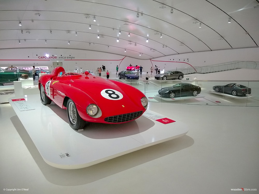 A Ferrari 750 Monza on display at the Enzo Ferrari Museum in Modena, Italy.