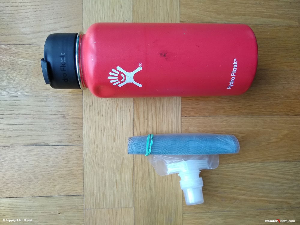 A comparison of the Platypus SoftBottle vs. Hydroflask size when empty